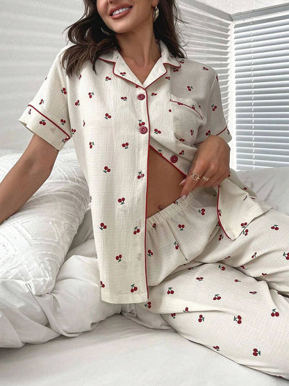 Kiraz Desenli Pijama Takımı